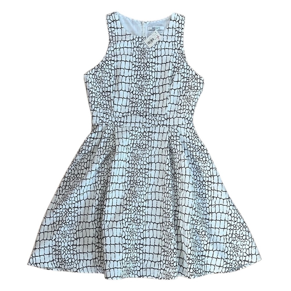 NEW WITH TAGS Lucy Paris Black & White Snake Sleeveless Skater Dress, Size Large